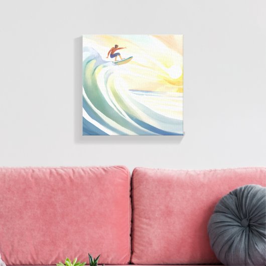 Surfdagen | Ocean Wave Surf Waterverf Canvas Afdruk (Insitu (Woonkamer))