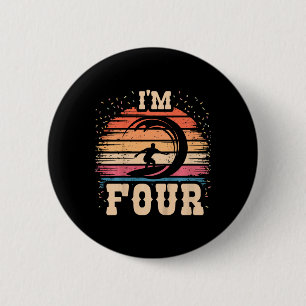 Surfen 4 jaar oude verjaardag jongen meisje 4e sur ronde button 5,7 cm