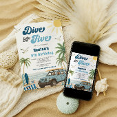 Surfen 5e verjaardag uitnodiging - Duik in vijf