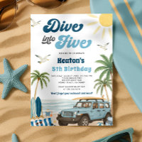 Surfen 5e verjaardag uitnodiging - Duik in vijf