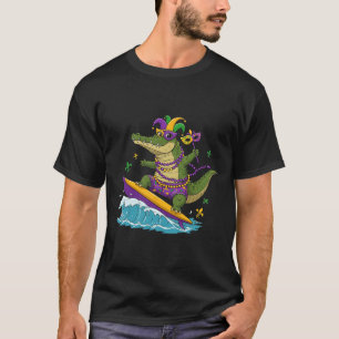Surfen Alligator Krokodil Mardi Gras Vrouwen Manne T-shirt