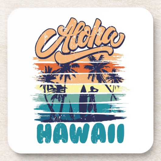 Surfen - Aloha Hawaï Bier Onderzetter (Voorkant)