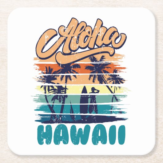 Surfen - Aloha Hawaï Kartonnen Onderzetters (Voorkant)