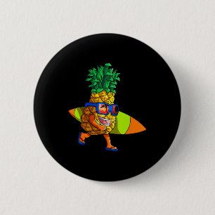 Surfen Ananas Shirt Mannen Kinder zomervakantie S Ronde Button 5,7 Cm