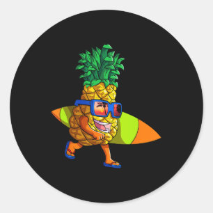 Surfen Ananas Shirt Mannen Kinder zomervakantie S Ronde Sticker
