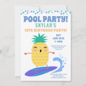 Surfen Ananas Verjaardags Zwembad Party Kinder Kaart (Voorkant)