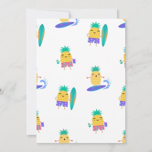 Surfen Ananas Verjaardags Zwembad Party Kinder Kaart (Achterkant)