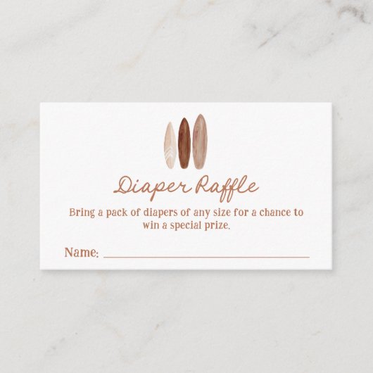 Surfen Baby shower luier spel ticket Informatiekaartje (Voorkant)