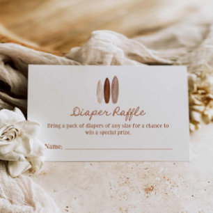 Surfen Baby shower luier spel ticket Informatiekaartje