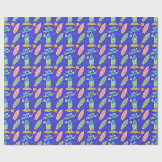 Surfen Beach Zomer Cadeaupapier (Vlak)