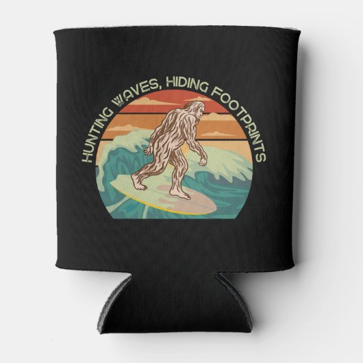 Surfen Bigfoot Jachtgolven Verbergen Voetafdrukken Blikjeskoeler (Voorkant)
