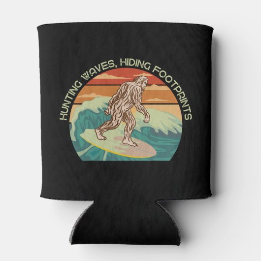Surfen Bigfoot Jachtgolven Verbergen Voetafdrukken Blikjeskoeler (Achterkant)