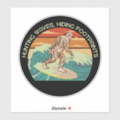 Surfen Bigfoot Jachtgolven Verbergen Voetafdrukken Sticker (Vel)