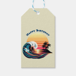 Surfen bij Sunset- Cadeaulabel
