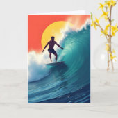 Surfen bij Sunset Vaderdag Kaart (Gele Bloem)