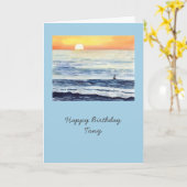 Surfen bij zonsopgang met een blauwe achtergrond kaart (Gele Bloem)