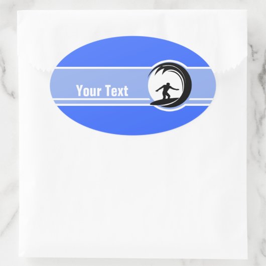 Surfen; Blauw Ovale Sticker (Tas)