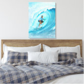 Surfen Blue Barrel Wave Beach Canvas Afdruk (Insitu (Slaapkamer))