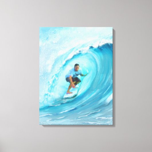 Surfen Blue Barrel Wave Beach Canvas Afdruk (Voorkant)