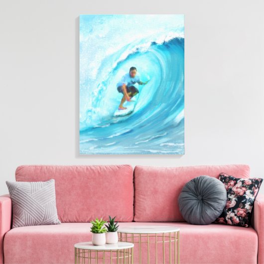 Surfen Blue Barrel Wave Beach Canvas Afdruk (Insitu (Woonkamer))