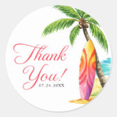 Surfen Bord Zomer Strand Bedankt Favoriet Ronde Sticker (Voorkant)