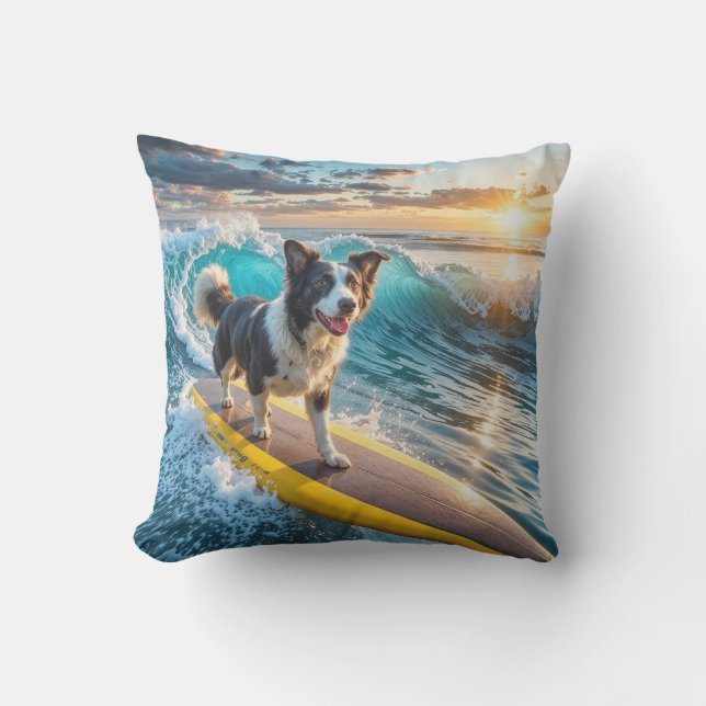 Surfen Border Collie Buitenkussen (Voorkant)