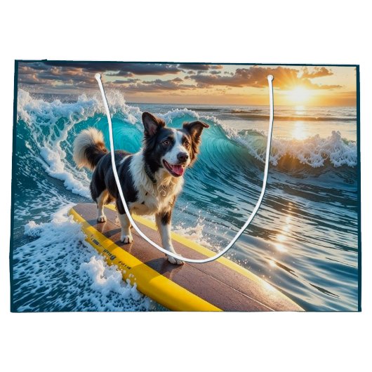 Surfen Border Collie Groot Cadeauzakje (Achterkant)