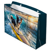 Surfen Border Collie Groot Cadeauzakje (Achterkant Gekanteld)