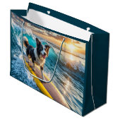 Surfen Border Collie Groot Cadeauzakje (Voorkant Gekanteld)
