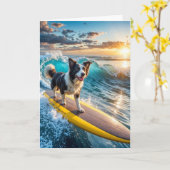 Surfen Border Collie Kaart (Gele Bloem)