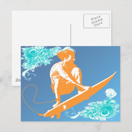 Surfen Briefkaart (Voorkant / Achterkant)