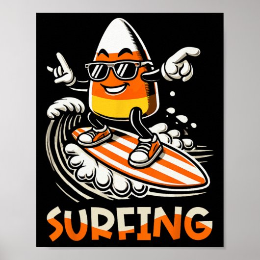 Surfen Candy Corn Grappig Halloween Ontwerp Poster (Voorkant)