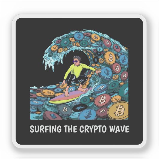 Surfen Crypto Sticker (Voorkant)