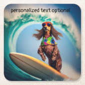 Surfen Dachshund Drink Coasters Kartonnen Onderzetters (Voorkant)