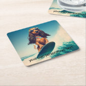 Surfen Dachshund Drink Coasters Kartonnen Onderzetters (Schuin)