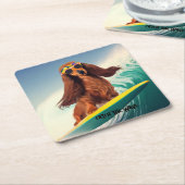 Surfen Dachshund Drink Coasters Kartonnen Onderzetters (Schuin)