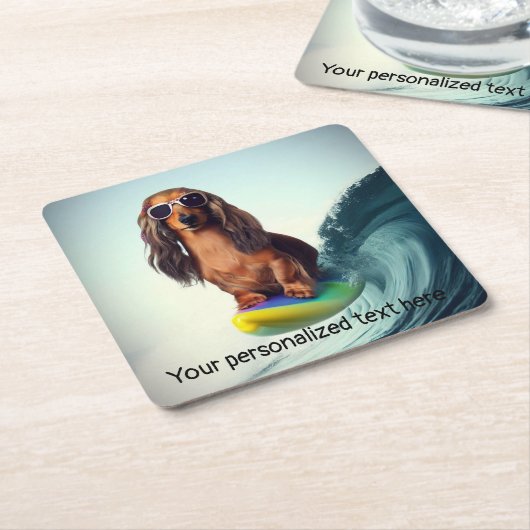 Surfen Dachshund Drink Coasters Kartonnen Onderzetters (Schuin)