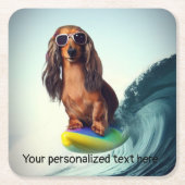 Surfen Dachshund Drink Coasters Kartonnen Onderzetters (Voorkant)