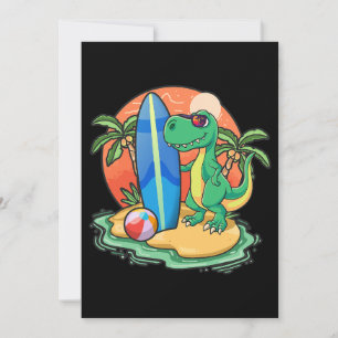Surfen Dinosaurus Grappige Strand Vakantie Dier Gr Kaart