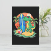 Surfen Dinosaurus Grappige Strand Vakantie Dier Gr Kaart (Staand voorkant)
