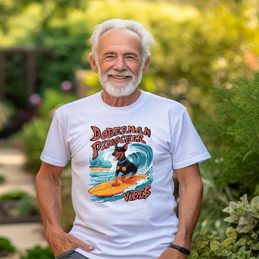 Surfen Doberman Pinscher Riding Tropische Golf T-shirt