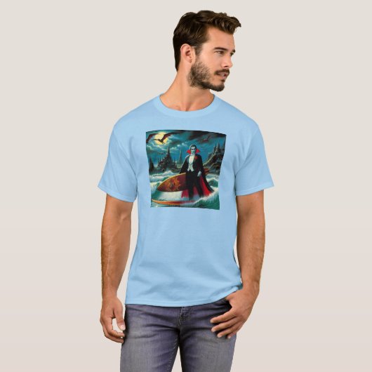 Surfen Dracula Halloween T-shirt (Voorkant volledig)
