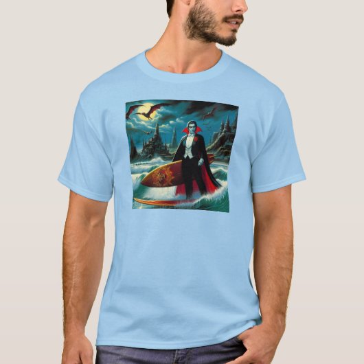 Surfen Dracula Halloween T-shirt (Voorkant)