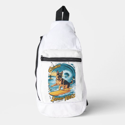 Surfen Duitse Herder Sling Bag (Voorkant)