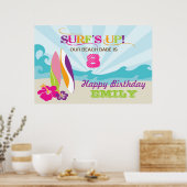 Surfen en strand met een gemarmerde verjaardagsban poster (Keuken)