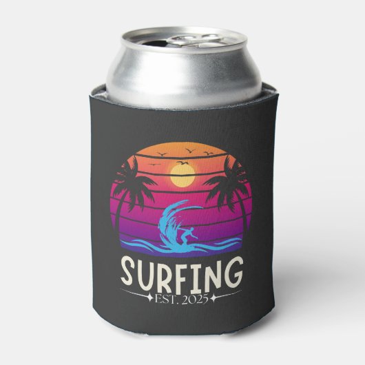 Surfen Est. 2025 Retro Vacay Mode Surf Blikjeskoeler (Blikje Voorkant)