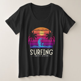 Surfen Est. 2025 Retro Vacay Mode Surf Grote Maat T-shirt