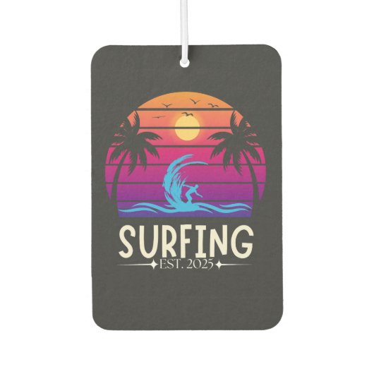 Surfen Est. 2025 Retro  Vacay Mode Surf Luchtverfrisser (Voorkant)