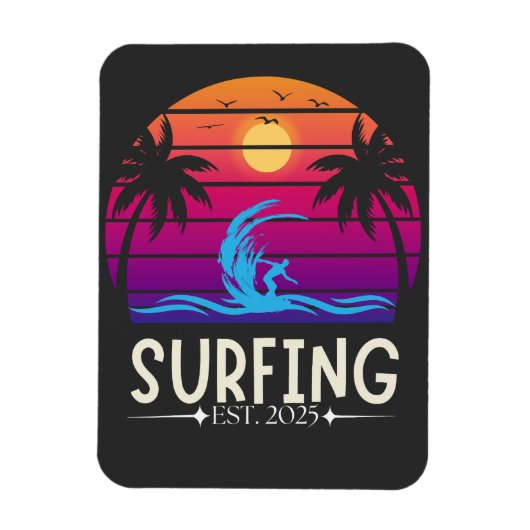 Surfen Est. 2025 Retro Vacay Mode Surf Magneet (Verticaal)