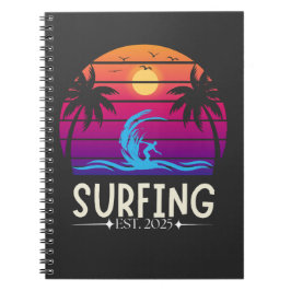 Surfen Est. 2025 Retro Vacay Mode Surf Notitieboek